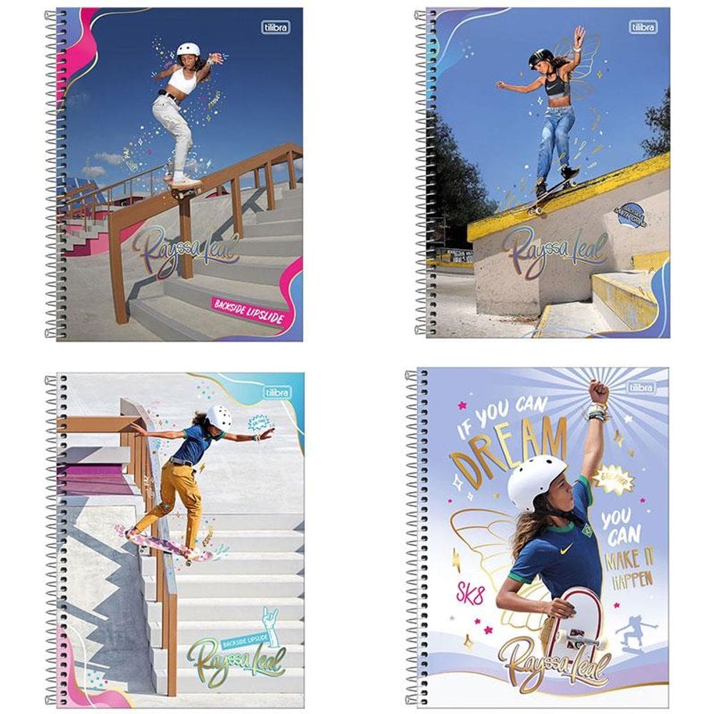 Caderno espiral CD Univ. 1x1 80 fls Rayssa Leal Tilibra