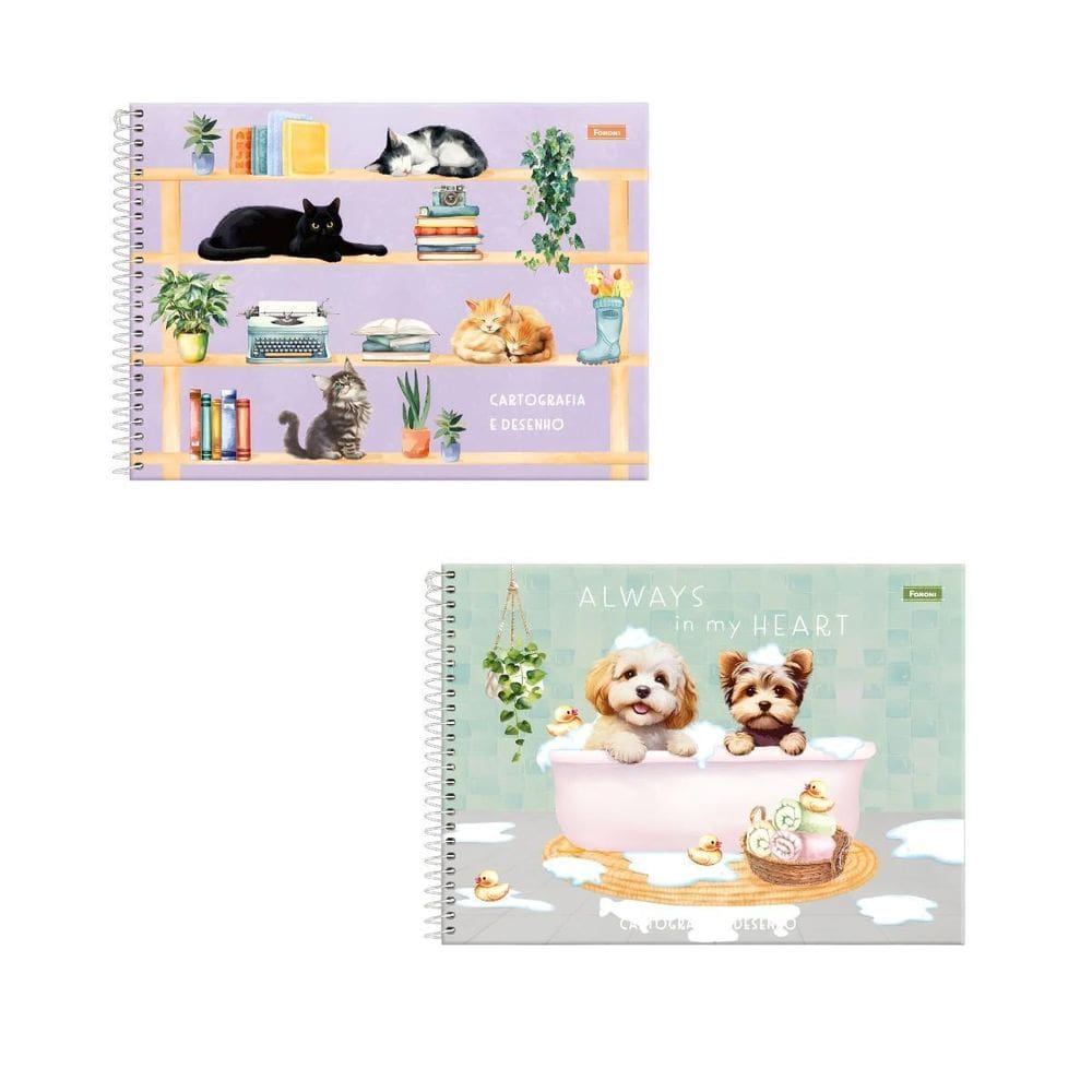 Caderno De Desenho 80F Cartografico Capa Dura Fur Friends