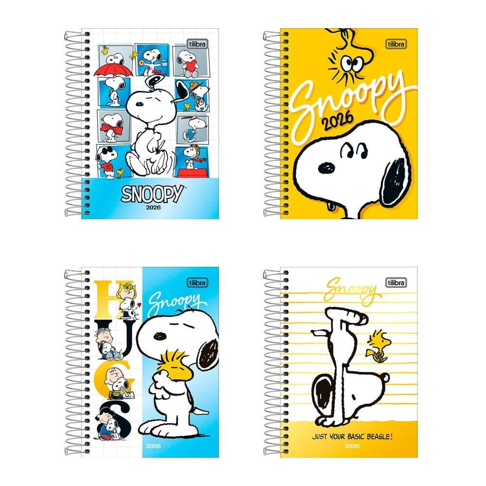 Agenda espiral diária Snoopy 2026 Tilibra