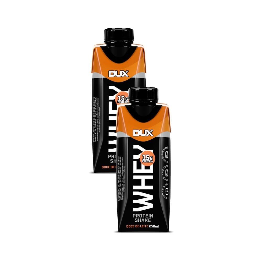Kit 2 Bebida Láctea UHT Whey Protein Shake Dux Sabor Doce de Leite com 15g de Proteína 250ml