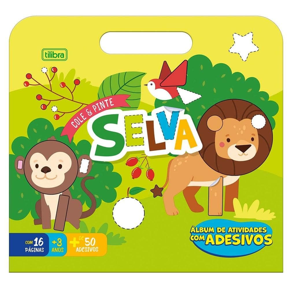 Maleta de atividades Cole e Pinte Selva 8 fls Tilibra