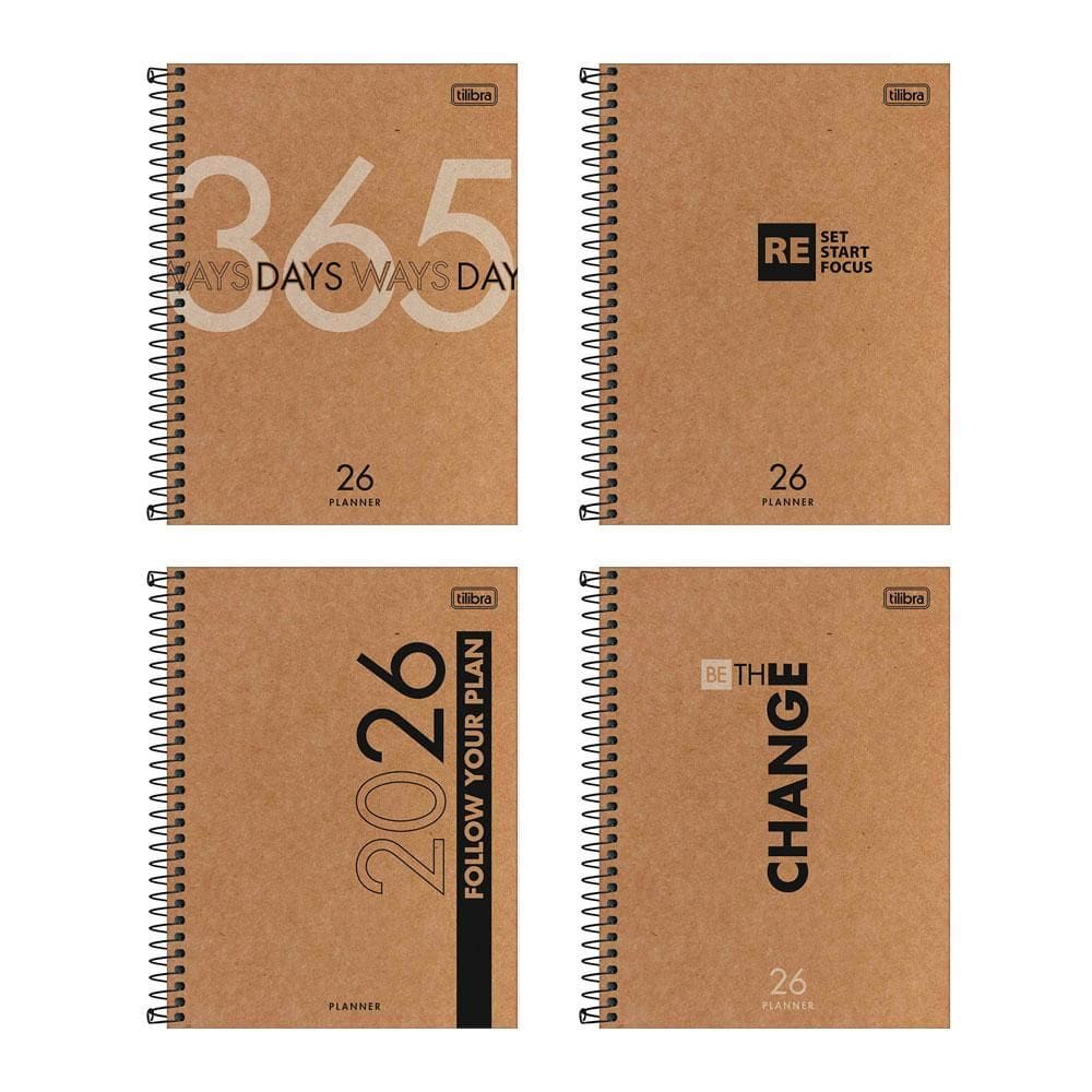 Agenda planner espiral semanal Kraftwork 2026 Tilibra