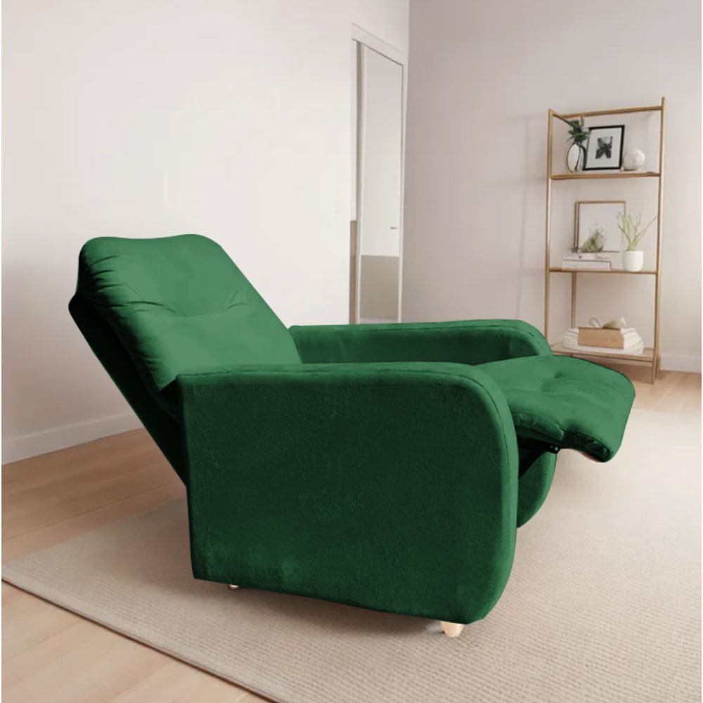 Poltrona Para Extensão De Cílios Reclinável Suede Imperio Moderno Verde