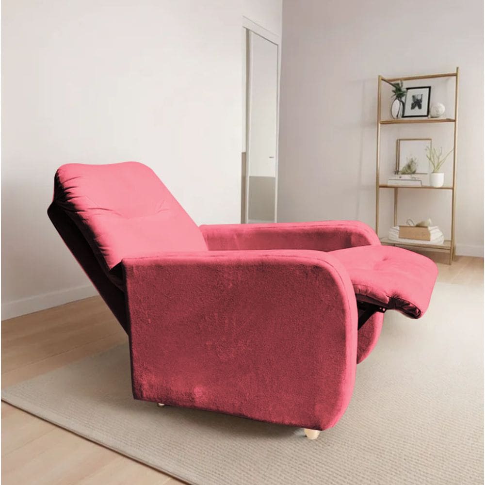 Poltrona Para Extensão De Cílios Reclinável Suede Imperio Moderno Rosa