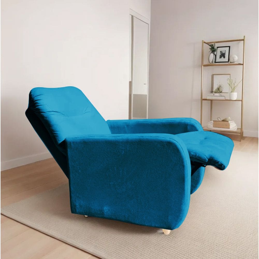 Poltrona Para Extensão De Cílios Reclinável Suede Imperio Moderno Turquesa