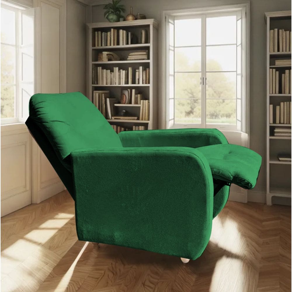 Poltrona Para Extensão De Cílios Reclinável Suede Imperio Moderno Verde