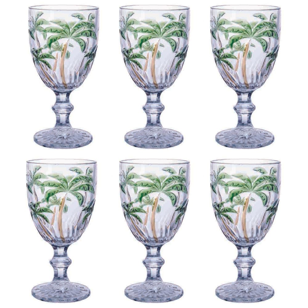 Jogo De 6 Taças 300ml Para Água E Vinho Palm Tree Ke Home