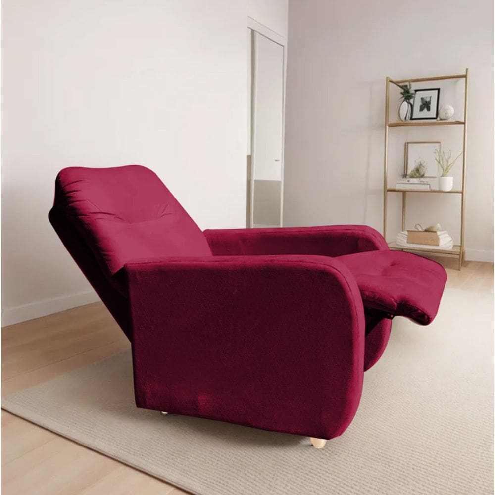 Poltrona Para Extensão De Cílios Reclinável Suede Imperio Moderno Vermelho