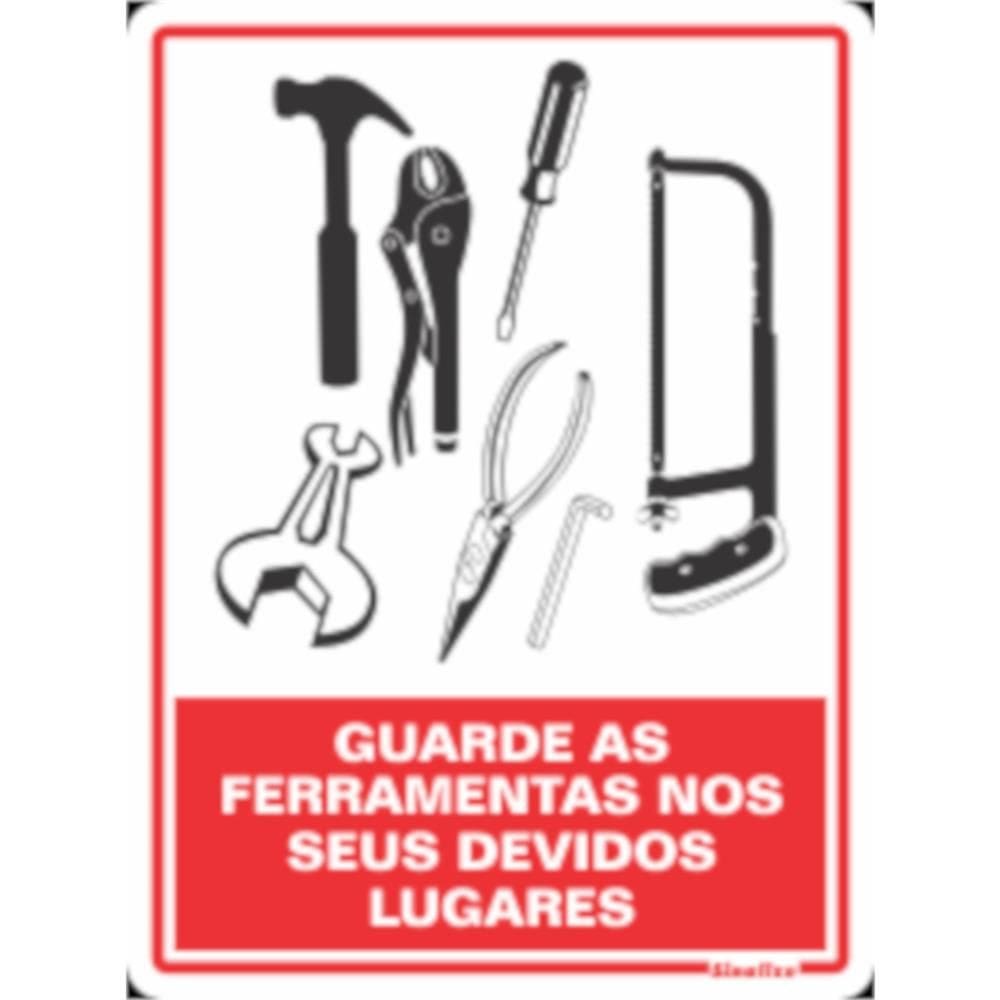 Placa 20x15cm Guarde as Ferramentas - 220AV - SINALIZE