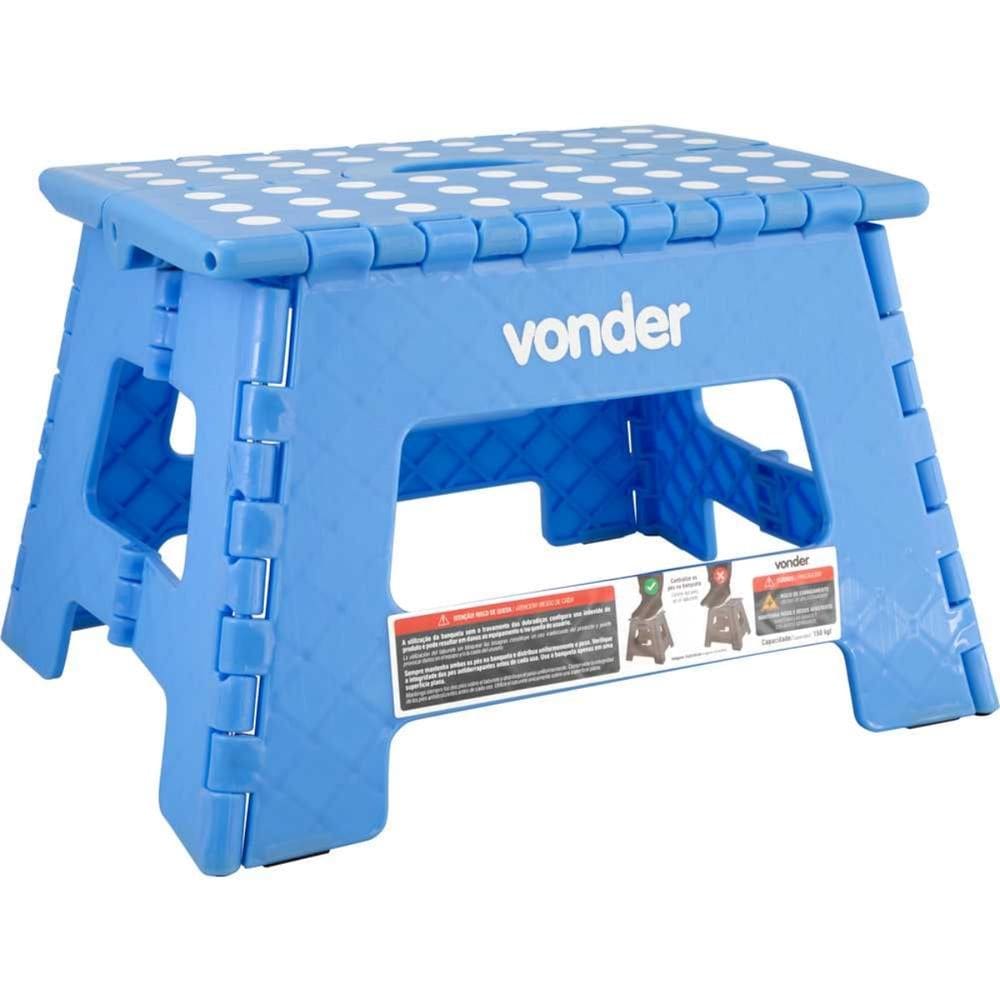 Banqueta Plástica Dobrável Azul 220mm Vonder