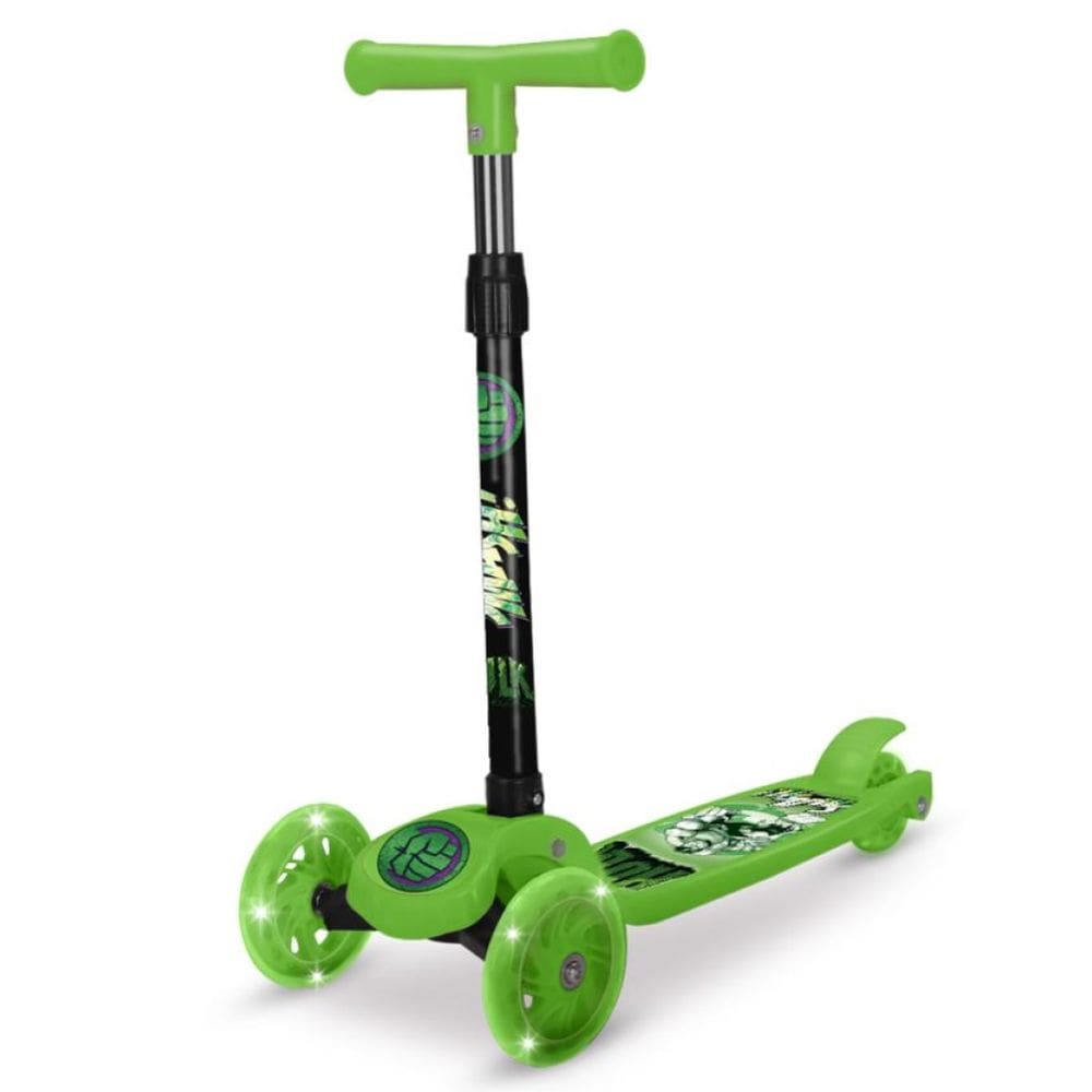 Patinete Infantil Menino 3 Rodas C/ Led Hulk Dobravel Marvel