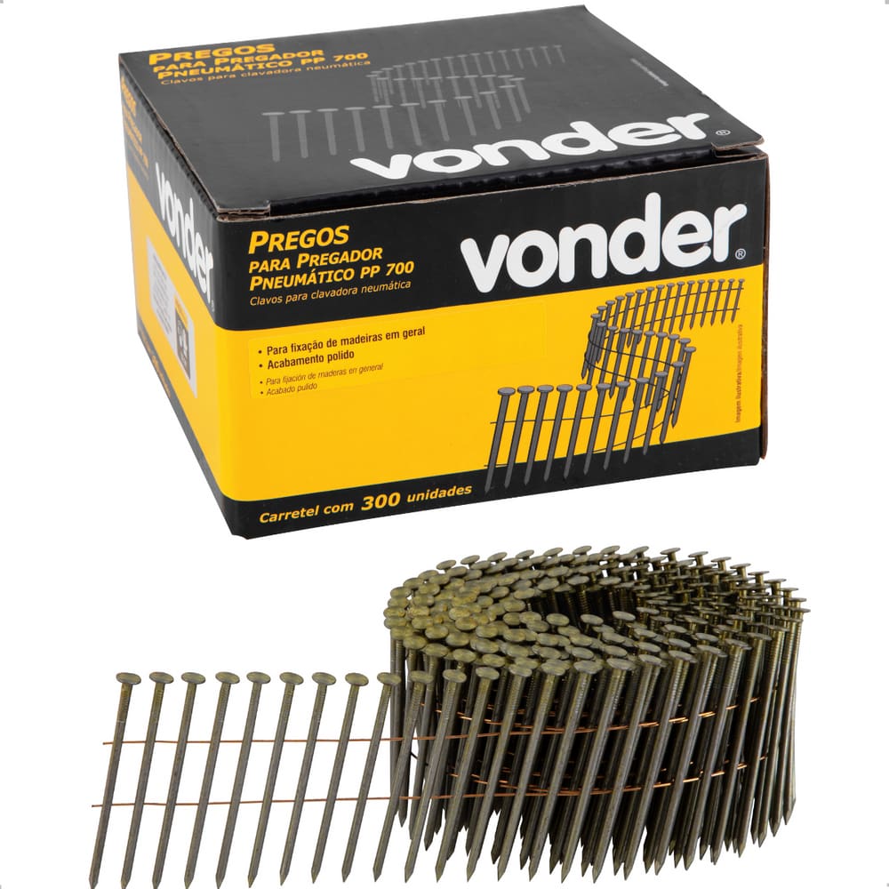 Prego Liso 70 mm PP700 Polido 300 Peças Vonder