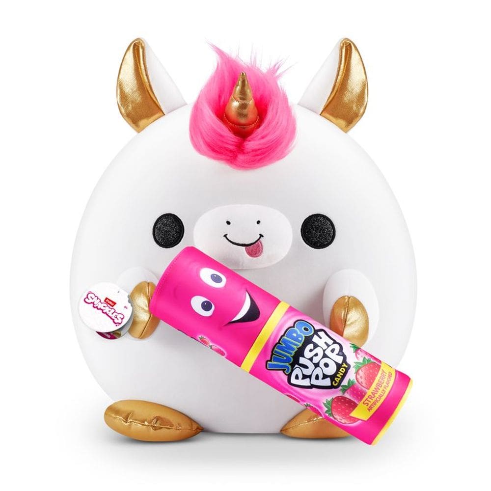 Pelúcia Snackles 35cm - Unicórnio Richard Com Push Pop - Candide 1217