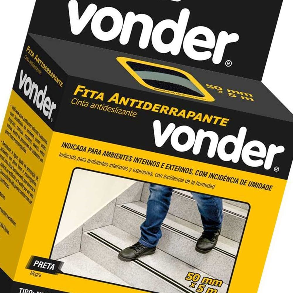 Fita antiderrapante 50mmx5m preta fotoluminescente Vonder