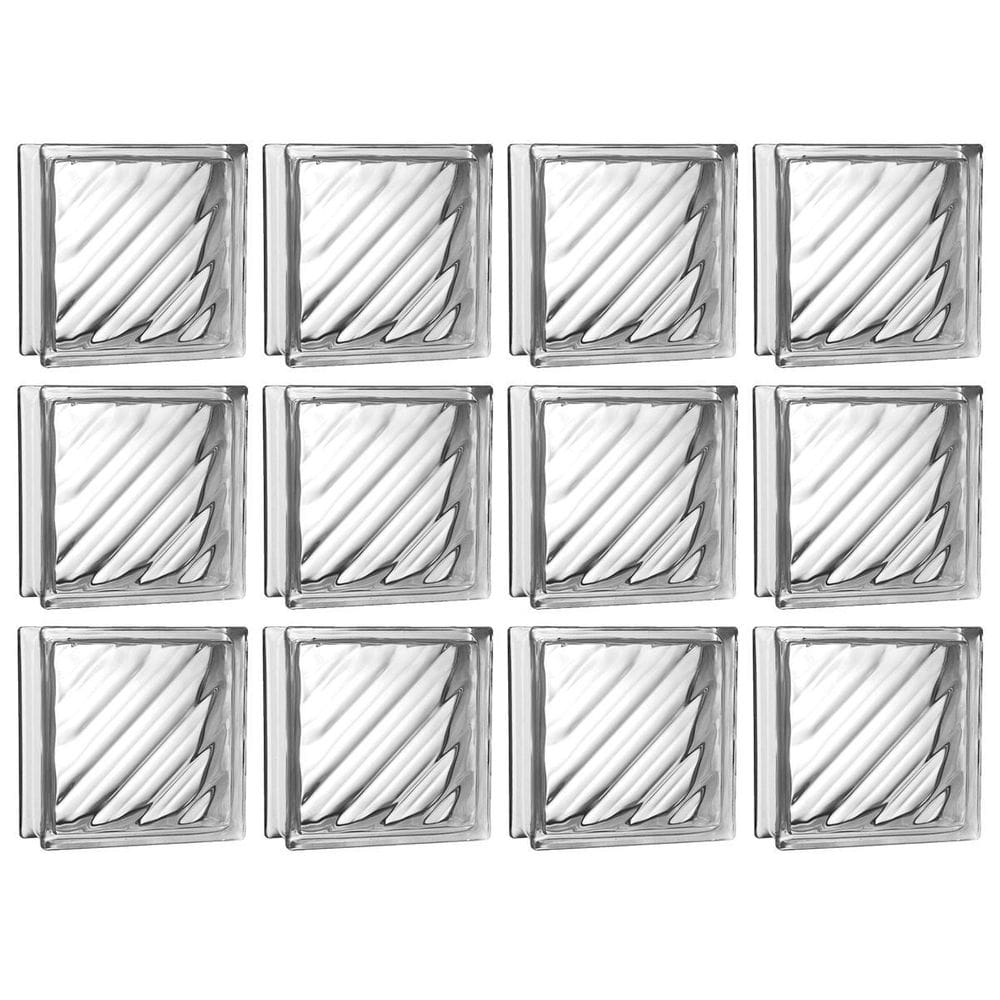 Kit 12 Tijolos Bloco De Vidro Ondulado 19X19X8 Tradestar