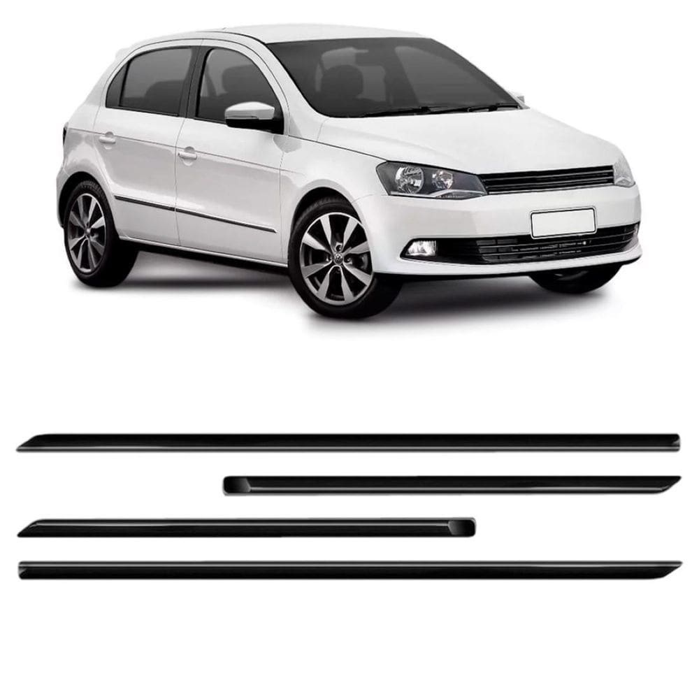 Friso Lateral Gol/Voyage 2013 A 2017 4P - Preto - Kit 4 Pçs