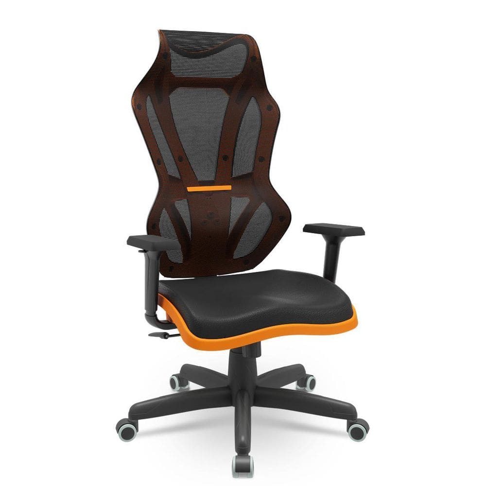 Cadeira Vizon Gamer Estofado Relaxplax Braços 3D Pp Laranja