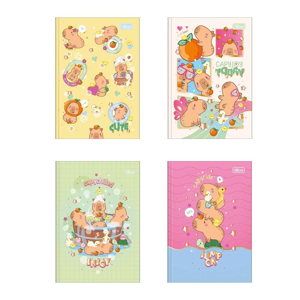 Caderno brochura capa dura 1/4 80 folhas Capyclub Tilibra