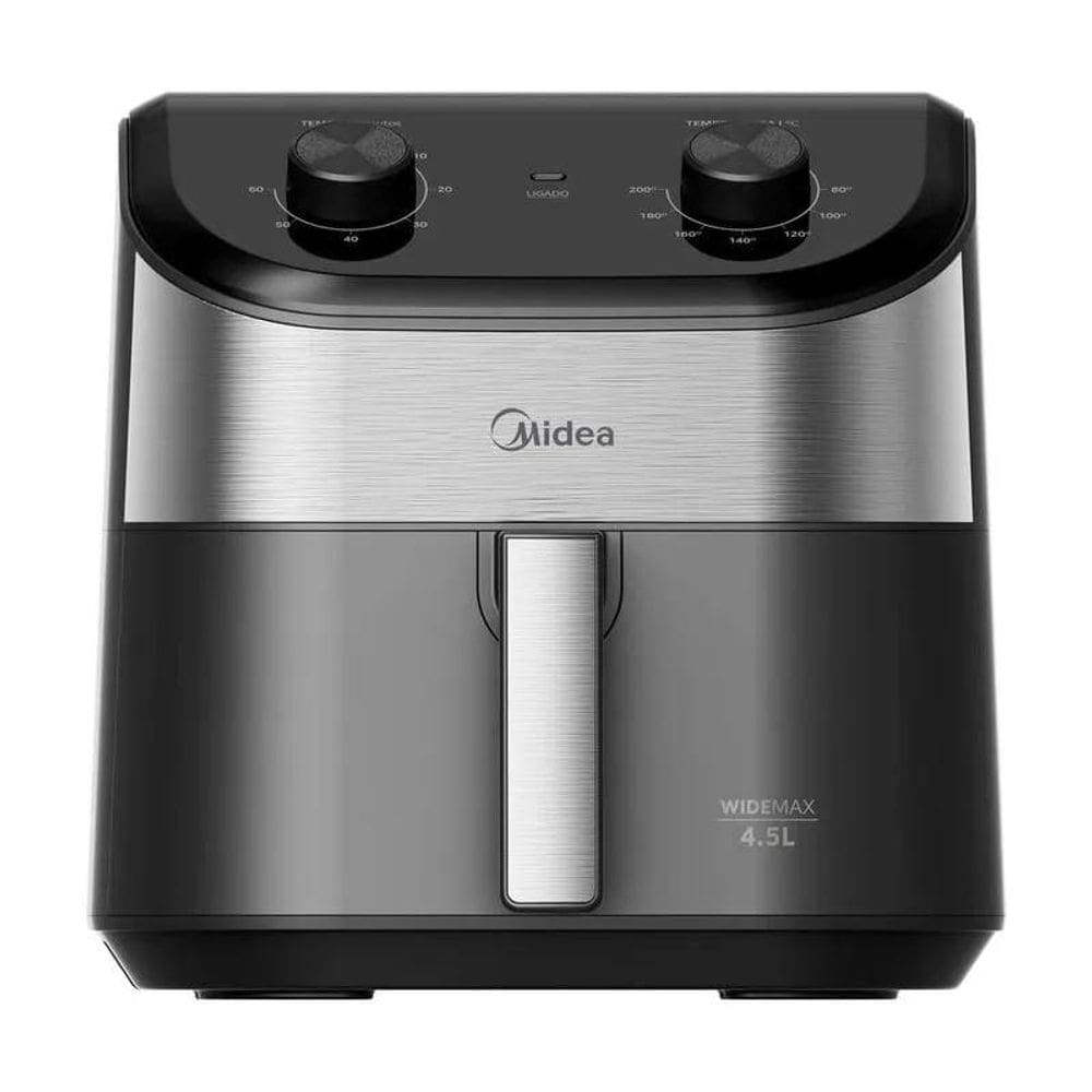 Fritadeira Air Fryer Midea 4,5L Widemax Cyclone Preto e Inox FWM45P1