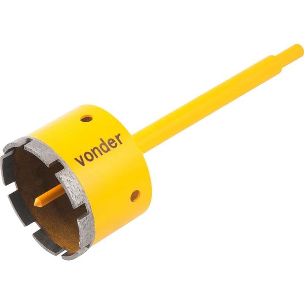 Serra copo diamantada 80mm com haste e pino guia Vonder