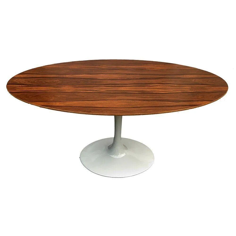 Mesa Saarinen Oval Pau Ferro 120x80cm - Base Branca