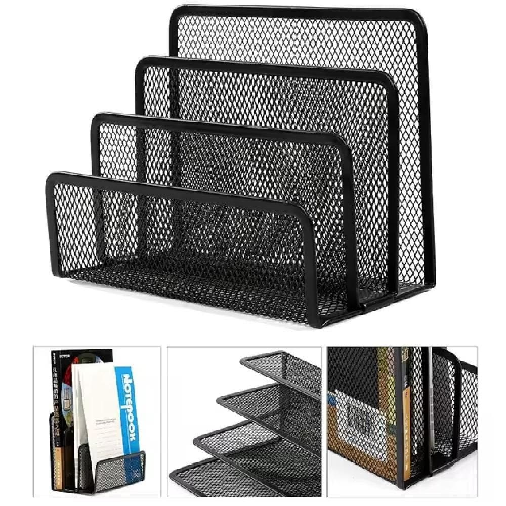 Organizador Mesa Escritorio Suporte Porta Treco Documento Envelope Livro Papeis Carta 3 Divisorias Metal Aramado Multifu