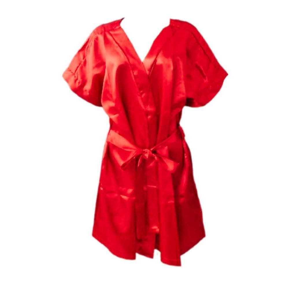 Robe Hobby Cetim Seda Noiva Casamento Madrinha Manga Curta Tamanho Unico Vermelho