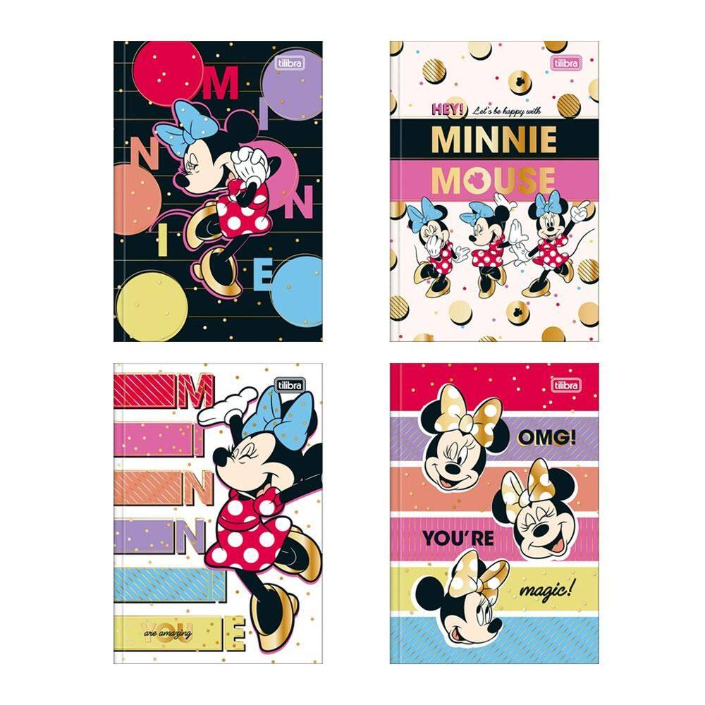 Caderno brochura capa dura 1/4 80 fls Minnie Tilibra