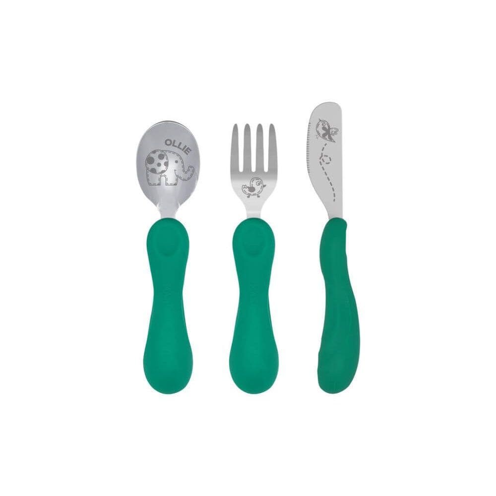 Jogo Anatômico Colher Garfo E Faca Com Inox Elefante Ollie 3Pcs - Marcus  Marcus