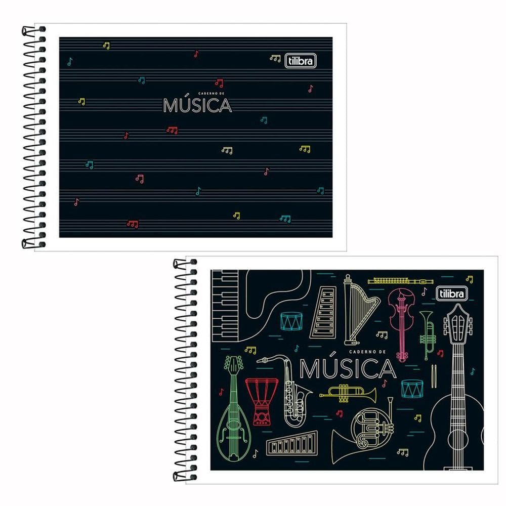 Caderno espiral capa flexível 1/4 48 folhas Música Tilibra