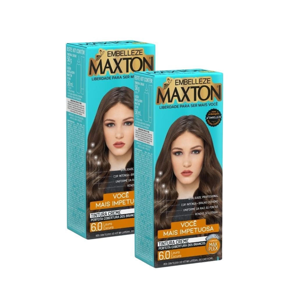 Kit 2 Tintura Creme Maxton Louro Escuro 6.0