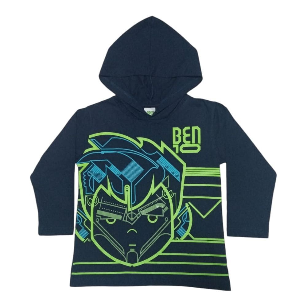 Camiseta Manga Longa Ben10 Menino Azul Marinho - Fakini