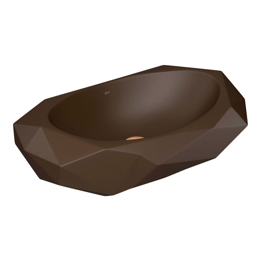 Cuba de Apoio Lavatório Oval Facetada 55,5X34,5cm Marrom Fosco - L.1093.22