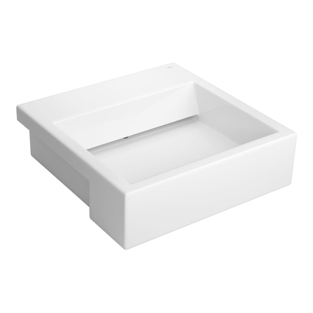 Cuba de Semiencaixe Lavatório Quadrada com Mesa e Válvula Oculta 46X46cm Branco - L.863.17