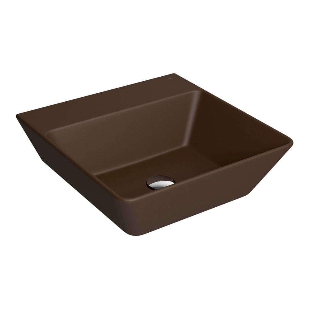 Cuba de Apoio Lavatório Quadrada com Mesa 42X42cm Marrom Fosco - L.270.22