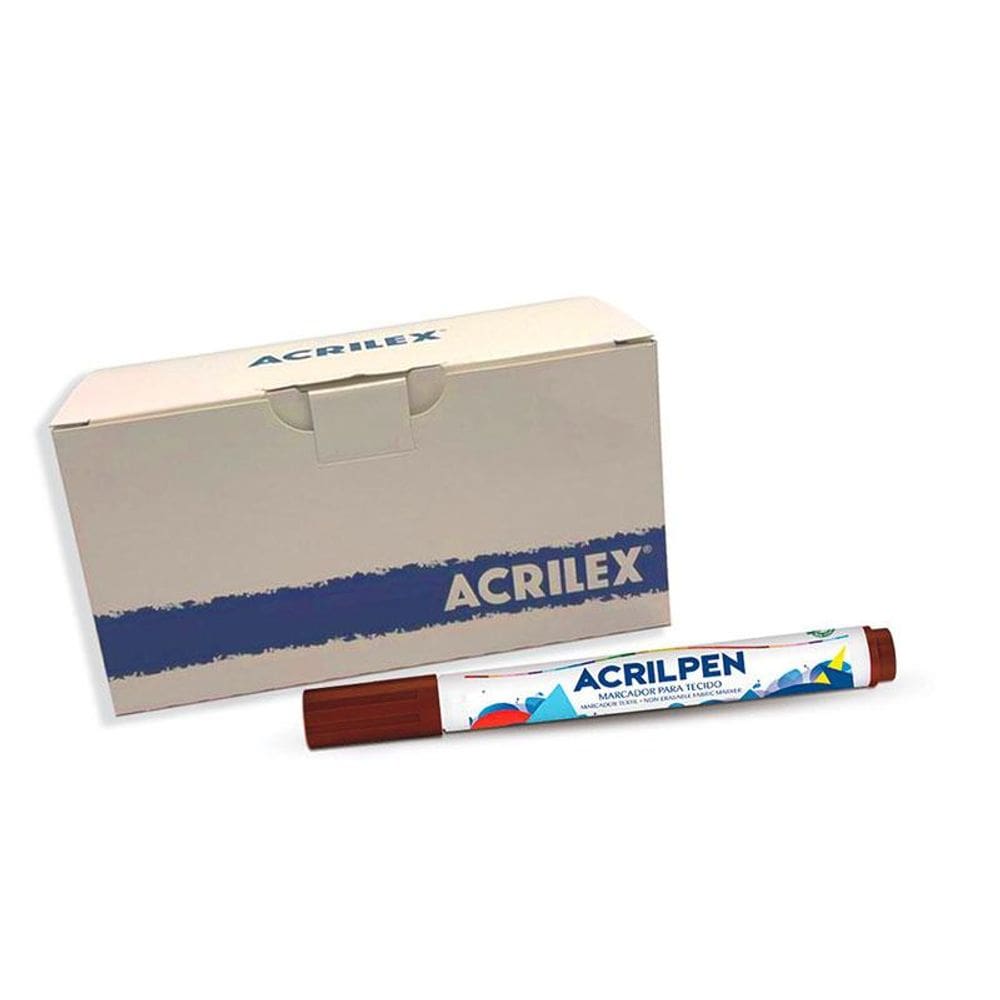 Caneta para tecido Acrilpen Marrom 531 com 6 unid - Acrilex