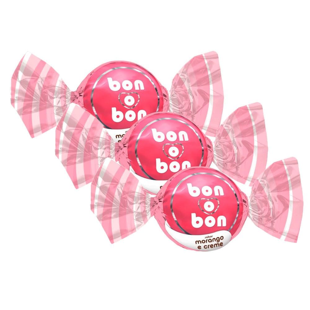 Kit 3 Bombom Bon o Bon Sabor Morango e Creme 15g