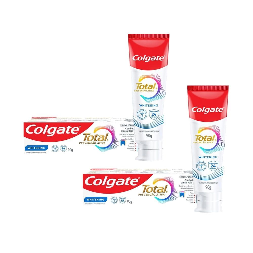Kit 2 Creme Dental Colgate Total Prevenção Ativa Whitening 90g