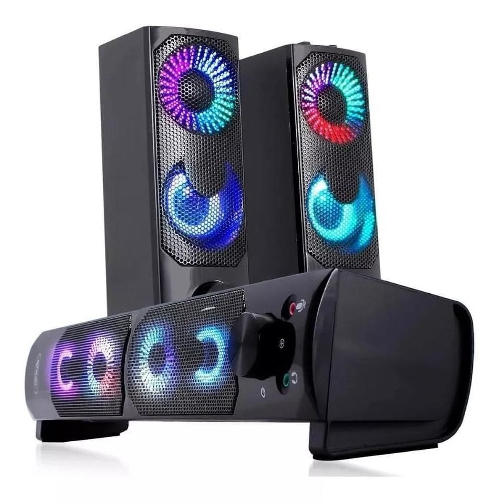 Caixa De Som Para Computador 2x1 - Barra ou Par Potência 12w Rms
