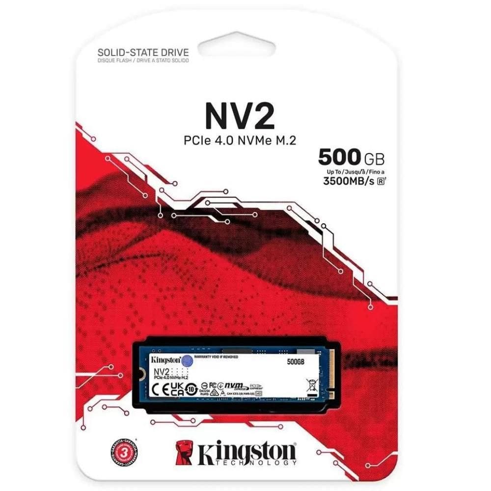Ssd M.2 Kingston Nv2 500Gb NVM-e 2280 SNV2S/500G Pci-e Gen 4.0 3000Mb/s