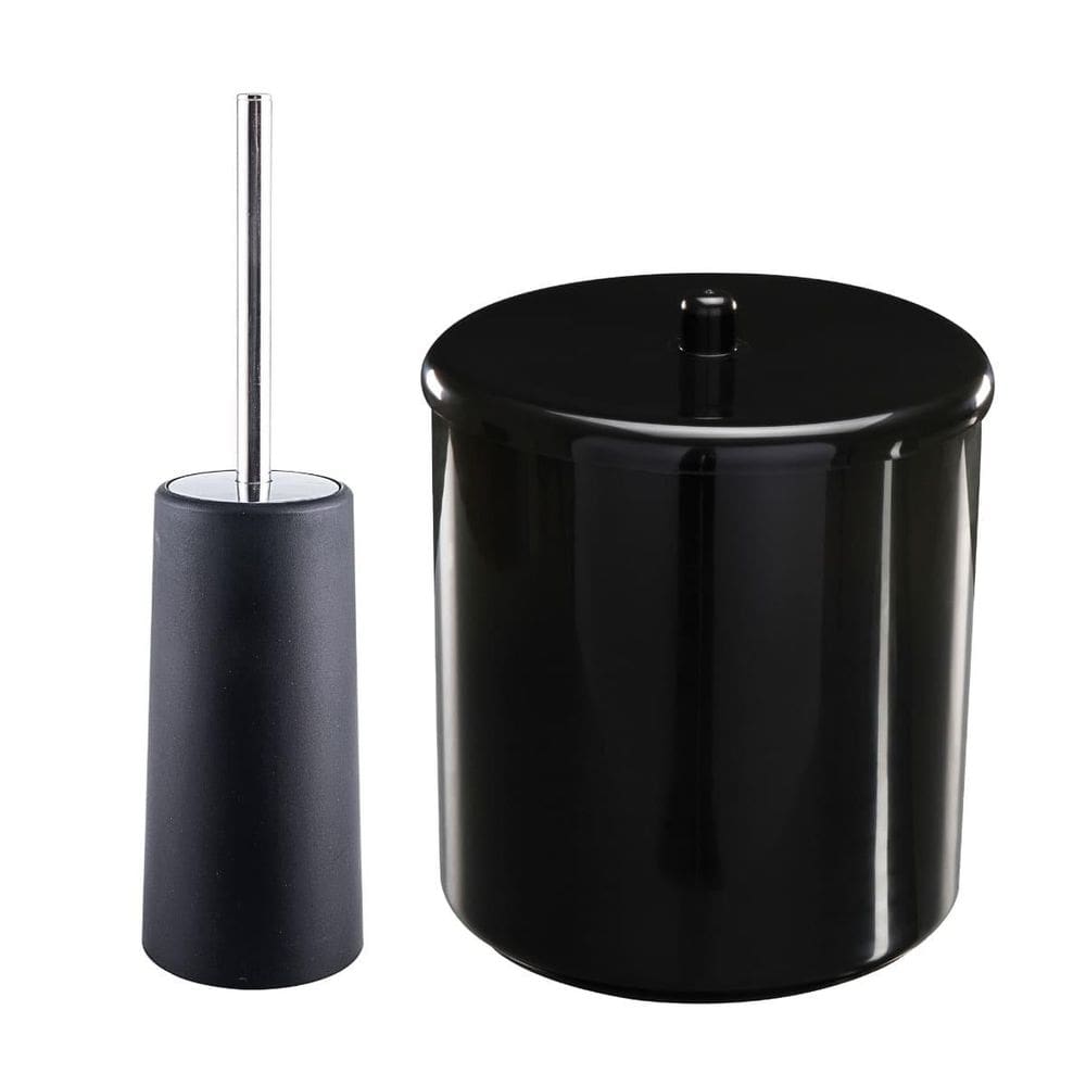 Lixeira 6L Redondo Com Tampa + Escova Sanitária Com Suporte