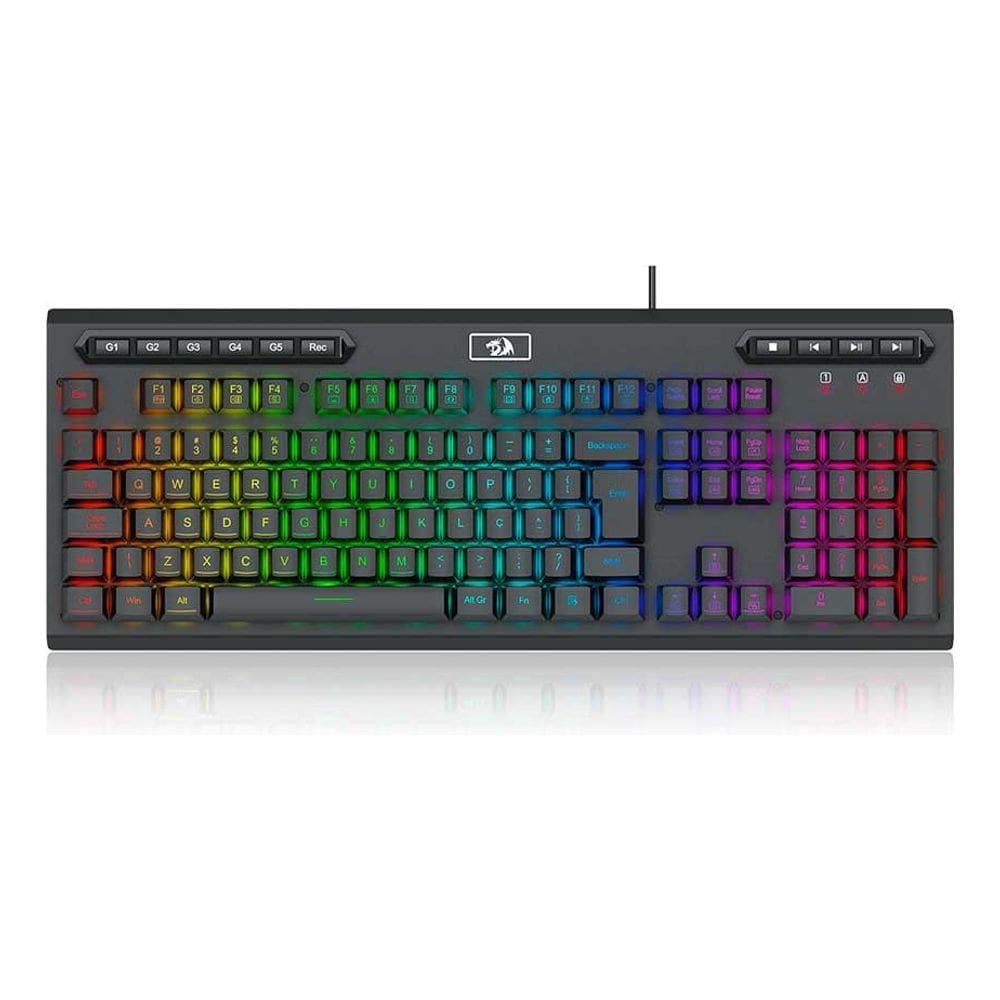 Teclado Gamer Membrana Redragon Aditya Preto RGB Com Fio