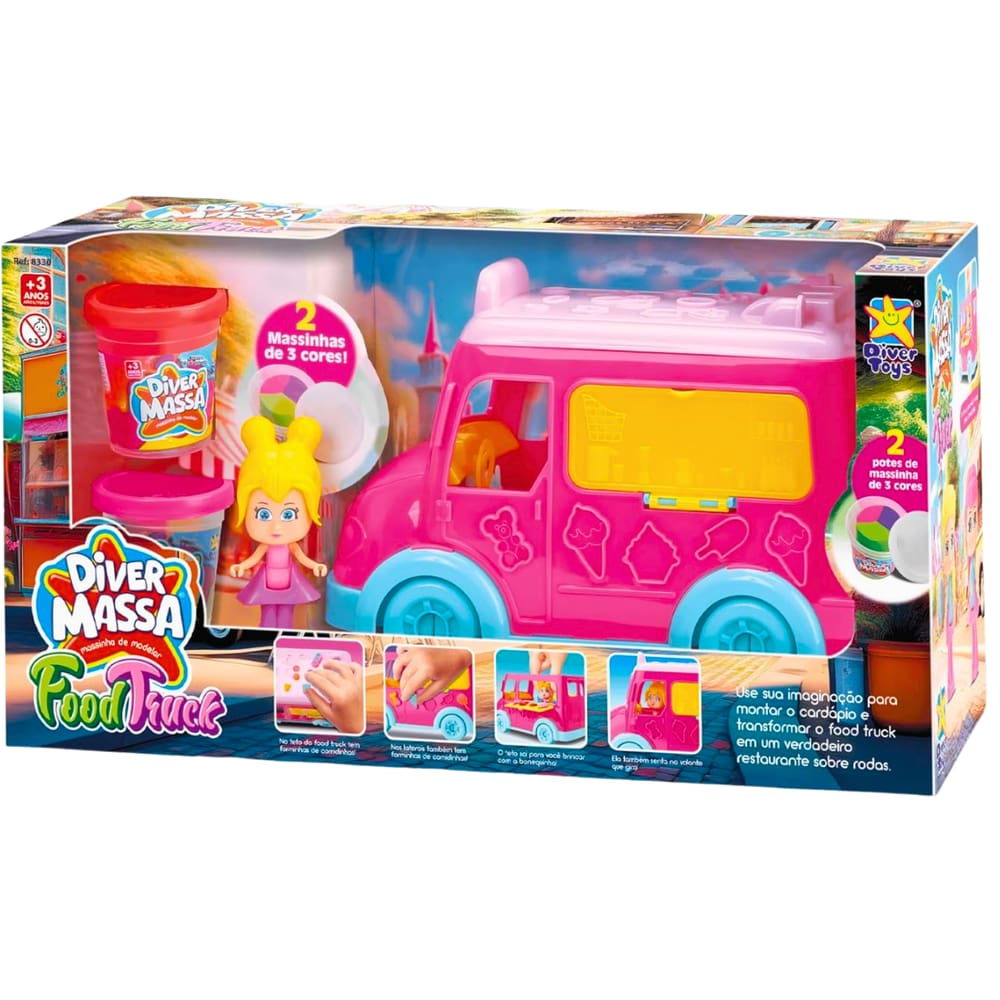 Food Truck Diver Massa Boneca com Massinha e Carro Divertoys