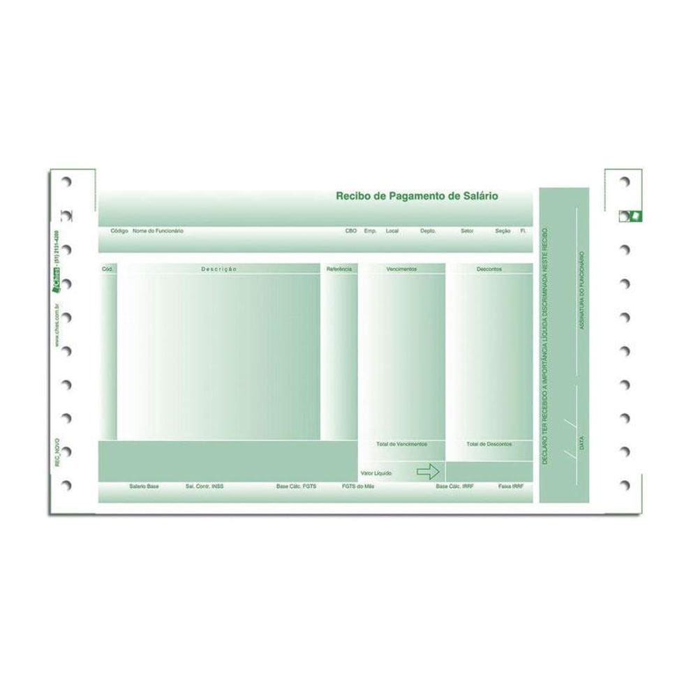 Recibo de pagamento carbono LAB 2 verde com 2000 jogos 1752 4 Chies