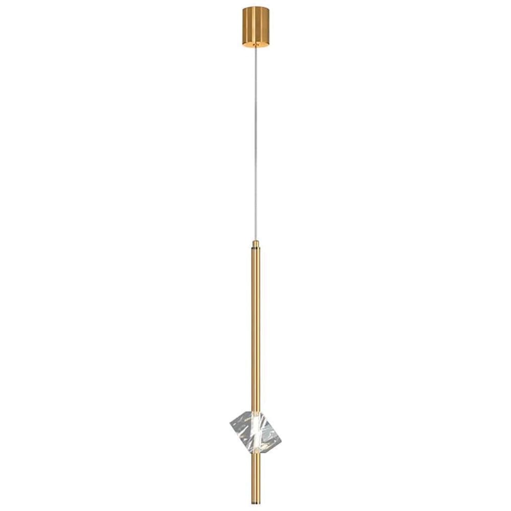 Luminária Pendente Pingente Pedra Vidro Cristal Led Dourado