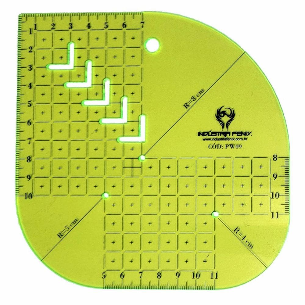 Régua Caixa Leite Gabarito Patchwork Pw9 15 Cm Verde Fenix