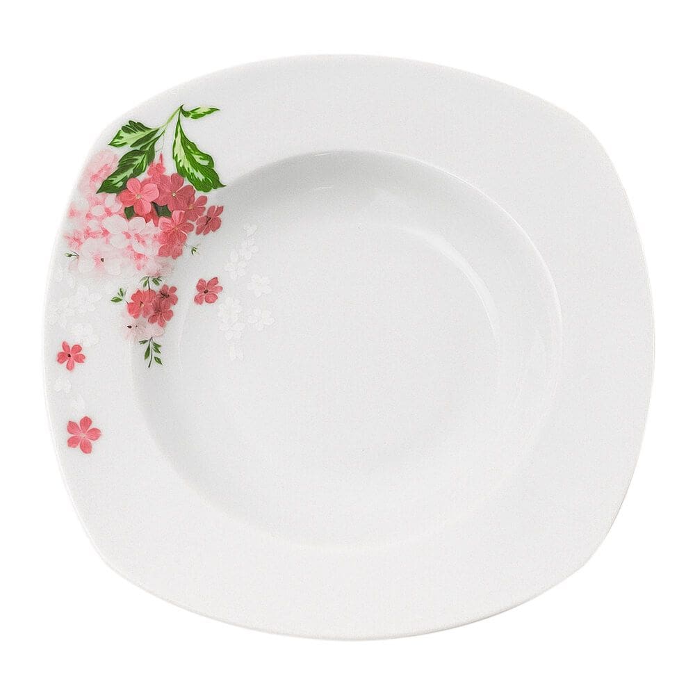 Prato Fundo de Porcelana Flores - Brilho de Diamante 21,5cm 1 peça