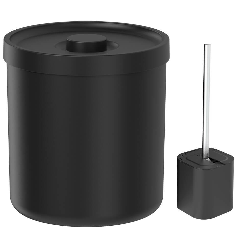 Lixeira para Banheiro 6L e Escova Sanitária Preta - Ou