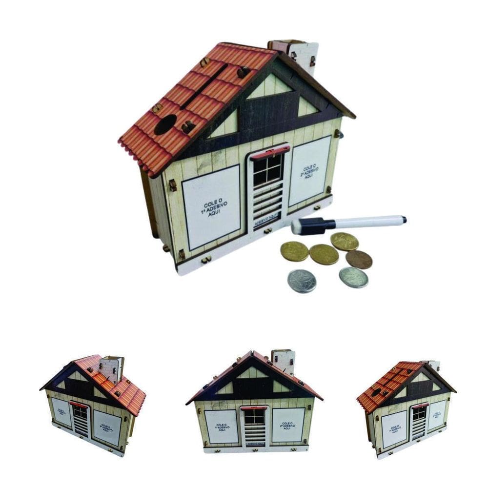 Cofre Casinha Banco Dinheiro Woodbox Japones Kakebo Desafioa
