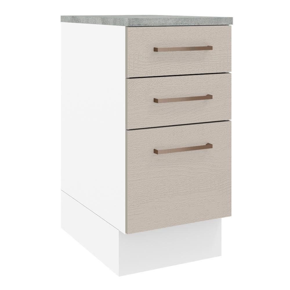 Balcão 40 Cm 3 Gavetas Agata Madesa Branco/crema